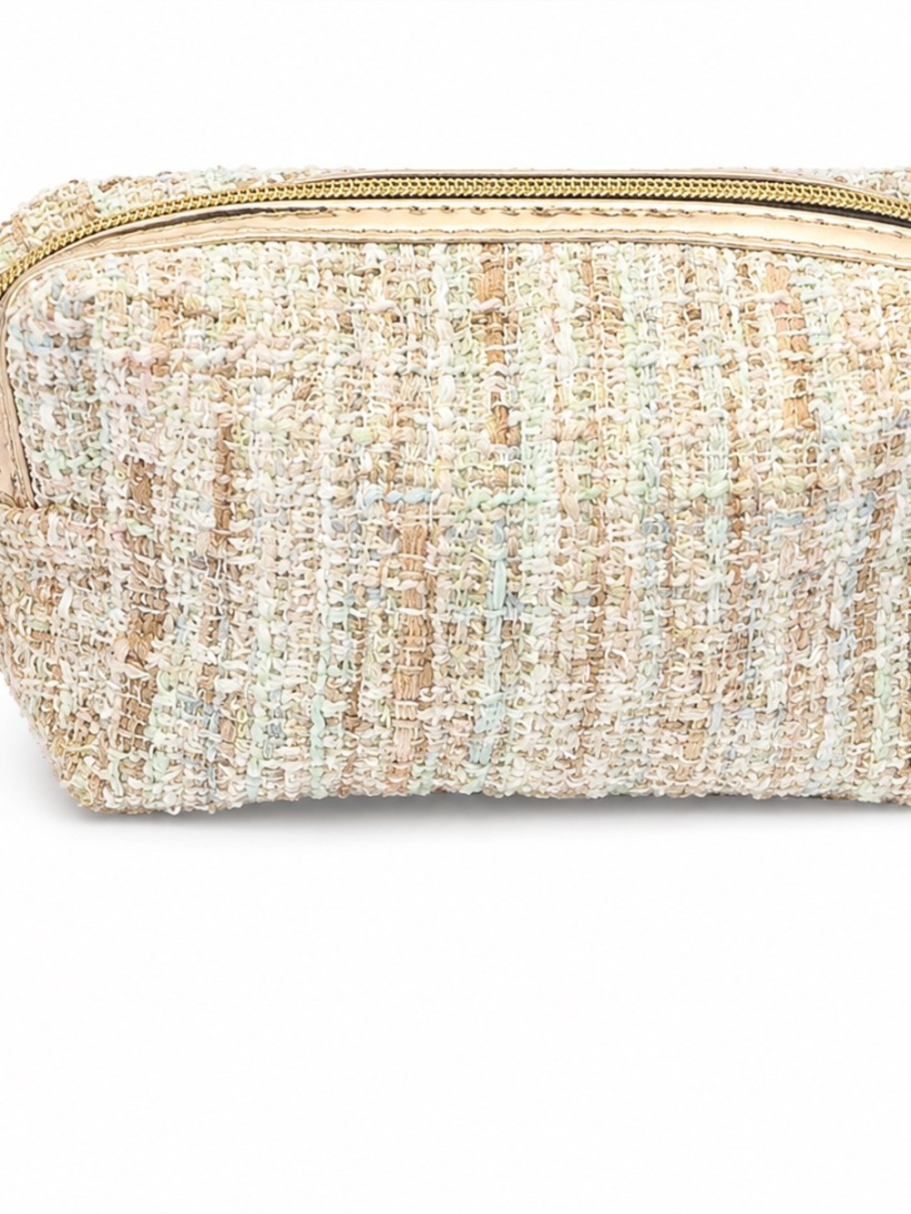 & Other Stories Tweed Cosmetic Pouch in Beige with Pastel Accents